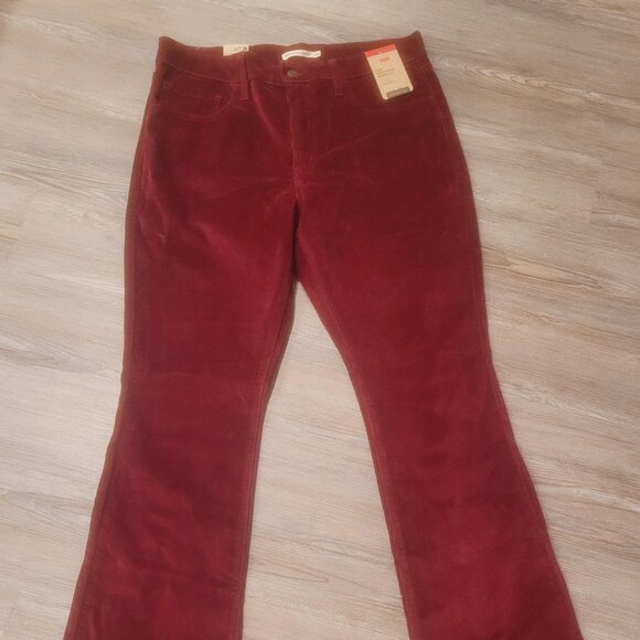 New Levi's 725 Burgundy Corduroy Pants Flair size 32x32 - Picture 1 of 6